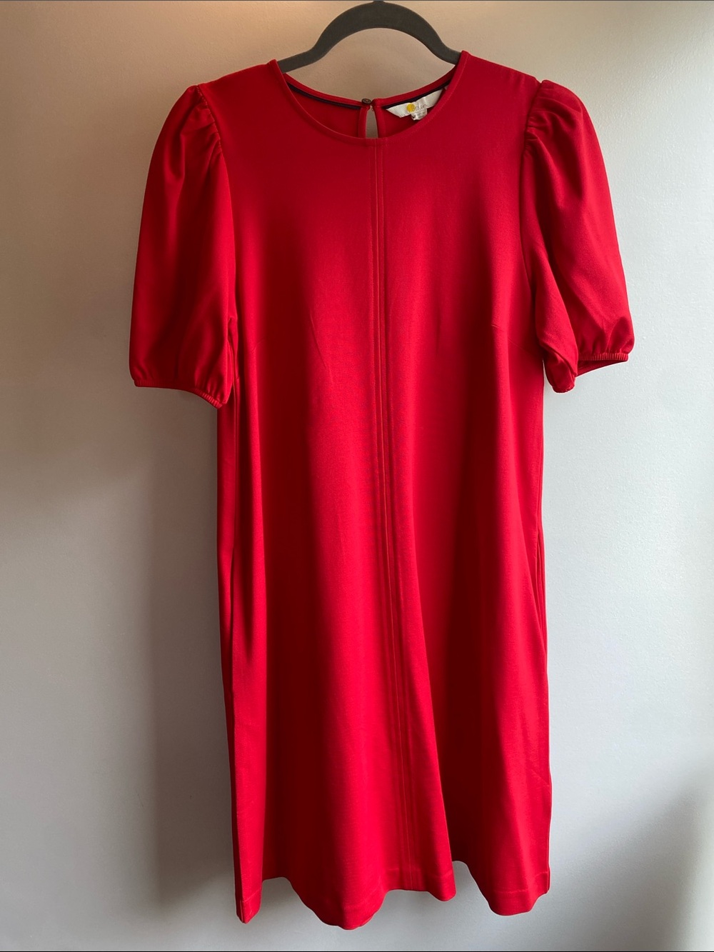 Boden NWOT Red Swing Dress with Puff Sleeves